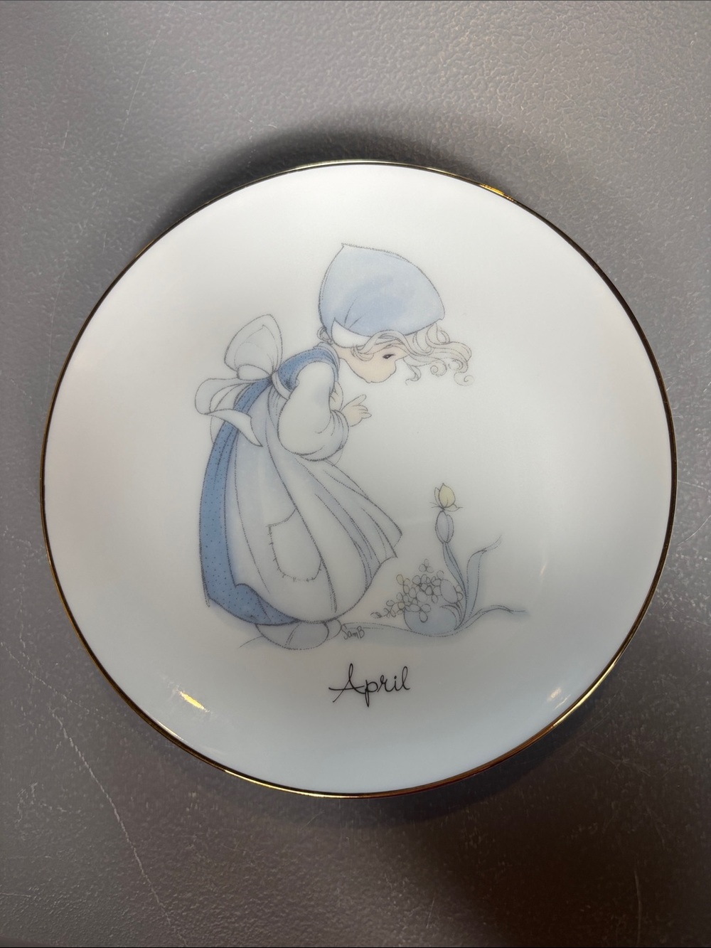 ntage 1983 Precious Moments April Collector Plate Enesco Japan 6.25”